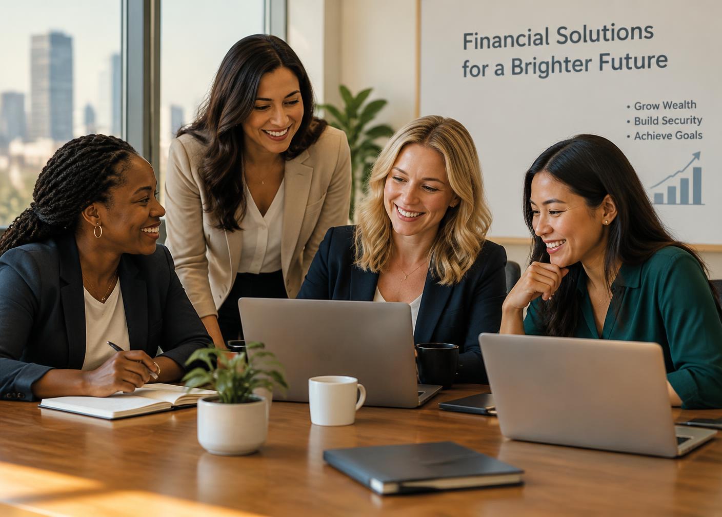 Financial sales representatives collaborating